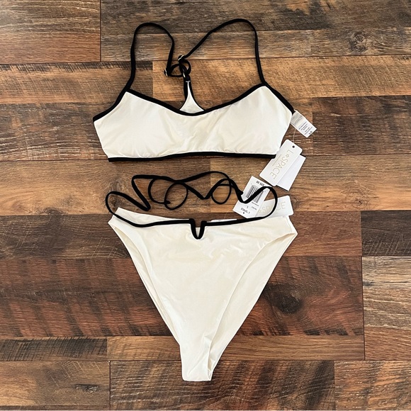 NWT L*Space Bikini Set - Pamela Top and Joy Bottom Bitsy in Cream and Black - Picture 5 of 14